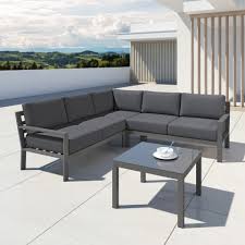 Le mieux est de le mettre au milieu de votre espace dédier et de lui associer. Salon De Jardin En Aluminium D Angle Design Aluminium Gris Mio