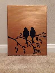 Easy Bird Paintings On Canvas Gold Background With Two Birds On A Tree Branch Canvas With Acrylic 11x14 Please Allow 1 3 Days For Pa Small Canvas Art Bird Canvas Simple Acrylic Paintings