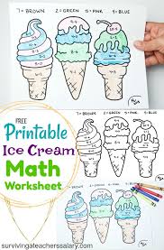 Free Printable Summer Ice Cream Math Worksheet Summer Math Activities Math Worksheet Summer Math