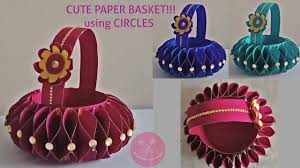 cute basket with chart paper or a4 paper using circles flower girl basket