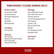 The government has extended the conditional movement control order (cmco) in selangor, kuala lumpur and sabah until january 14 next year. Padini Mco Opening Hours 13 January 2021 Onwards
