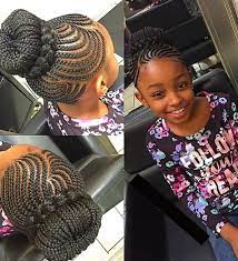23 Most Beautiful Braided Hairstyles With Bun For Your Little Black Girls Cornrow Styles For Girls African Braids Hairstyles Little Girl Hairstyles