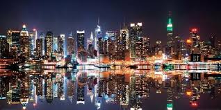 1680x1050 new york at night wallpaper 18275. New York City Skyline At Night Poster Deng Songquan Allposters Com