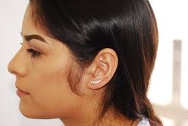 Matte Gold Leaf Ear Climber- Gold Leaf Ear Cuff, Leaf Earrings Ear Crawler,  Gold Ear Climber, Ear Jacket, Leaves Ear Climber Crawler [333]