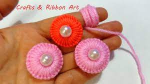 Easy lavender flower making with woolen. Woolen Flower Easy Flower Embroidery Trick Sewing Hack Handmade Woolen Tread Flower Making Idea Youtube