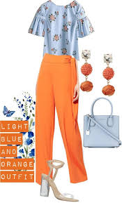 Orange And Light Pale Blue Outfit Dreamingloud Com Sprin Orange Outfit Color Combos Outfit Orange And Blue Dress