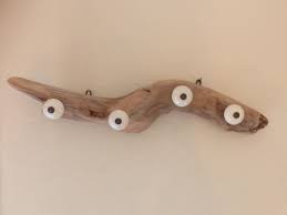 Porte Manteaux En Bois Flotte Fait Main 55 Cm 4 Pateres En Ceramique Craquelee Meubles Et Rangements Par Bois Flotte Porte Manteau Bois Patere Bois Bois