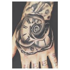 Rose Hand Tattoo Clock Rose Hand Tattoos For Guys Rose Hand Tattoo Hand Tattoos For Women