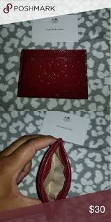 Coach Cardholder Red Shiny Leather Coach Cardholder With Signature C Logo Care Instructions Coach Bags Wall Monogram Card Coach Accessories Clothes Design