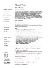 Art Teacher Resume Example Template Sample Teaching Design Job Description School
