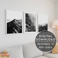 Nature Wall Art Set Of 3 Prints Black And White 3 Piece Print Etsy Nature Wall Art Wall Art Sets Etsy Wall Art