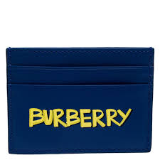 Burberry Blue Logo Print Leather Sandon Card Holder