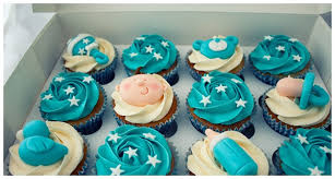 Buttercream baby shower cake with navy blue to white ombre ruffles. Baby Shower Cupcakes Boy On Behance