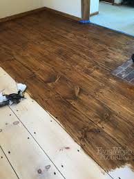 This Project Is So Much More Than A Refinish Because The Original Floor Was An Orange Colored Pin Pine Wood Flooring Diy Hardwood Floors Plywood Plank Flooring