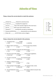 Today, yesterday, in the afternoon, . Adverbs Of Time 2 English Esl Worksheets For Distance Learning And Physical Classrooms