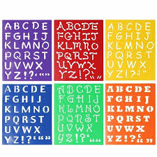 These reusable stencils are constructed of durable plastic and great for both indoor and outdoor use. 6 Pcs Plastic Drawing Alphabet Stencil Capital Lower Case Letters Stencils Diy Craft Set Kids Games Baby Learning Toy Wish