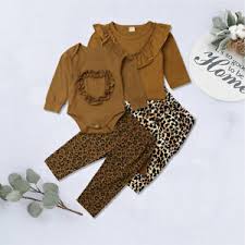 Details About Us Newborn Kid Baby Girl Ruffle Jumpsuit Tops Leopard Print Pants Cotton Clothes