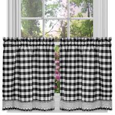 Maybe you would like to learn more about one of these? Achim Buffalo Check Black Polyester Cotton Light Filtering Rod Pocket Curtain Tier Pair 58 In W X 24 In L Bctr24bw12 The Home Depot