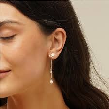 Silver Earrings Dangle HANLI Gold Prom Wedding Bridal Earrings For Women  Trendy Gold Dangle Earrings