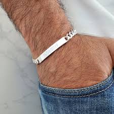 Silver bracelet for men with name. Personalized Italian Sterling Silver 925 Id Bracelet For Men Etsy