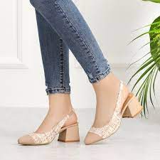 Nasin Desen Bej Arkasi Acik Kadin Babet White Beige Flats Heels Heels Pumps Shoes