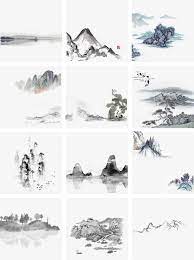 山水畫國畫古風 山峰山脈 景觀背景 雲霧素材 psd格式圖案和png圖片免費下載 chinese landscape painting landscape paintings landscape painting tutorial