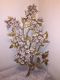 Vtg 1967 Syroco Flowers Dogwood Wall Hangings Floral 33 Tall Gold Color Floral Wall Wall Hanging Dogwood