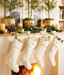 White Christmas Mantel With Stockings Via Pottery Barn Christmas Stockings Christmas Mantle Christmas Mantel Decorations