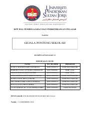 Pelajar juga mesti mematuhi peraturan yang telah ditetapkan oleh pihak sekolah seperti tidak bergaduh, tidak ponteng kelas atau melakukan vandalisme. Laporan Kajian Ponteng Kumpulan 2 Kpp3014 M Pdf Kpp 3014 Pembelajaran Dan Perkembangan Pelajar Tajuk Gejala Ponteng Sekolah Kumpulan Kuliah M Course Hero
