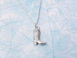 Cowboy Boot Pendant Silver Boot Charm Necklace Made In Usa Etsy Silver Boots Charm Necklace Silver Silver
