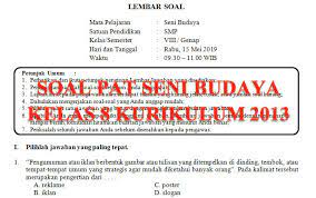 Contoh soal harga pokok produksi contoh soal dan jawaban menghitung biaya produksi, akuntansi biaya berhubungan dengan penetapan dan pengendalian biaya pengumpulan dan penganalisisan data biaya baik biaya yang telah terjadi maupun yang akan terjadi prakiraan. Soal Dan Kunci Jawaban Pat Seni Budaya Smp Kelas 8 Kurikulum 2013 Tahun Pelajaran 2018 2019 Didno76 Com