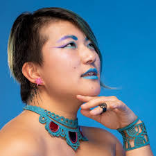 Blue Felt Nouveau Cuff