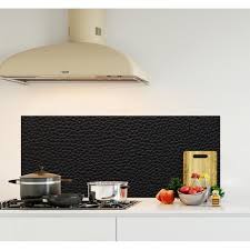 Weiteres bild melden melde das anstößige bild. Credence De Cuisine Adhesive En Verre De Synthese Texture Cuir Noir L 120 X H 50 Cm Cdiscount Bricolage