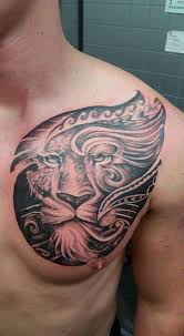 Lion Tribal Black Grey Chest Tattoo Tattoosformen Chest Tattoo Men Tribal Tattoos Chest Tattoos For Women