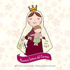 Mientras tanto, la reina malvada le preguntó a su espejo una vez más quién era la más bella de todas y, horrorizada, se enteró de que la princesa blancanieves, su propia hijastra, no sólo estaba viviendo con los siete enanitos, escondida en la casita del bosque, sino que su propia hijastra. Nuestra Senora Del Carmen Virgen Caricatura Santoral Virgen De Carmen