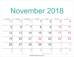 Pin On November 2018 Holidays Calendar