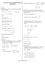 Www Matematika Sma Com 1 21 Soal Soal Transformasi Gometri Uan2002 1 Bayangan Garis Y 2x 2 Yang Dicerminkan T Mathematics Any Book Linear Equations