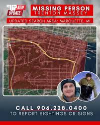 MissingPerson | Marquette Police issued an updated search area for the  missing NMU student Trenton Massey Last seen at 3:25 a.m. on Sunday in the  area of East Baraga Avenue and the