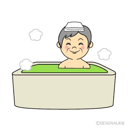 お風呂のおじいちゃんイラストのフリー素材｜イラストイメージ