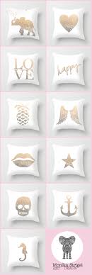 The Mix Match Gold Pillow Collection By Monika Strigel Gold White Cute Elephant Heart Pineapple W Cojines Almohadas Decorativas Decoracion De Cojines