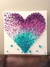 Lavender And Turquoise Ombre Butterfly Heart Mix Butterflies Canvas Art Nature Fantasy Room Decor Wall Decor Nursery Room Decor Handmade Butterfly Canvas Turquoise Ombre Butterfly Decorations