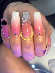 That being said, i have listed 31 classy pink and white nail designs for you to choose from on your next visit to the salon. Bradford Nails Pink Ombre With Glitter And Gems Nice Design Facebook