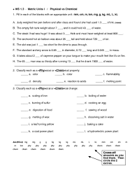 To see the full lesson featuring more animations. Ws 1 2 Metric Units I Physical Vs Chemical Worksheet For 10th 12th Grade Lesson Planet