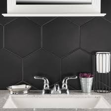 Install them on floors in the kitchen, bathroom, laundry, entry, mud room, and even larger rooms like bedrooms and living spaces. Somertile 8 625x9 875 Inch Textilis Black Hex Porcelain Floor And Wall Tile Overstock 11863750