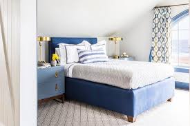 Complete your bedroom with nightstands and bedside tables that offer a convenient perch for a lamp, alarm clock and reading material. Blue Bed With Blue Nightstands Transitional Boy S Room