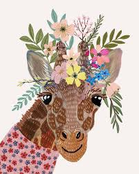 Animals Wearing Flower Crowns So Colorful That You Ll Wish You Had One Giraffe Art Whimsical Art Giraffe Illustration