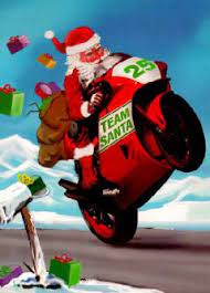 Motorcycle Santa Christmas Card Team Santa Biker Santa Doing A Wheelie Motorcycle Christmas Motorcycle Christmas Cards Santa Christmas Cards