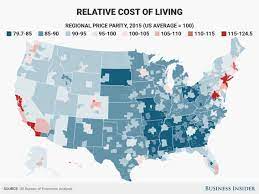 How much does car insurance cost a month? Most And Least Expensive Places In America Regional Price Parity Map