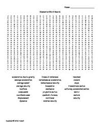 Kinematics Vocabulary Word Search For Physics Vocabulary Words Science Vocabulary Physics