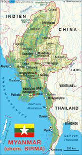 Der kyat (iso 4217 code mmk) ist die währung myanmars/birmas. Karte Von Myanmar Birma Land Staat Welt Atlas De